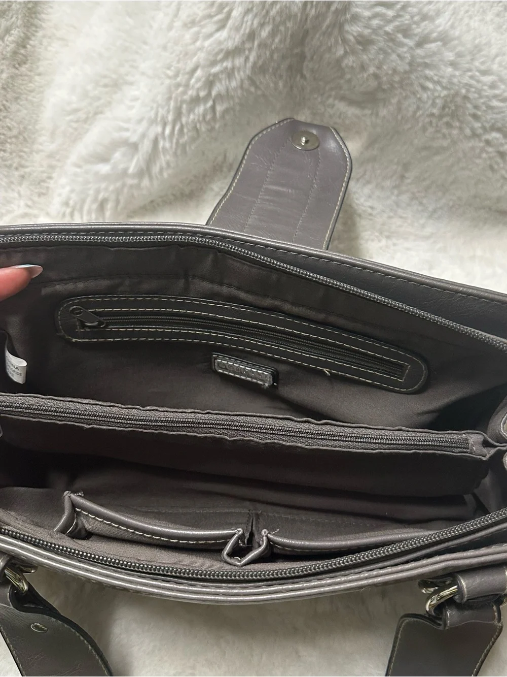 Vintage Y2K Rossetti Handbag Dark Gray Faux Leather chunky purse bag